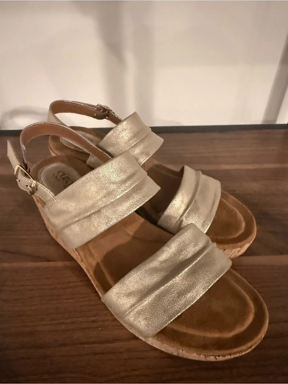 Metallic Gold Women’s Wedge Slingback Sandals